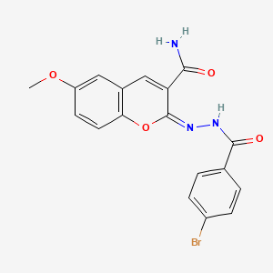 (2E)-2-[(4-bromobenzoyl)hydrazinylidene]-6-methoxychromene-3-carboxamide