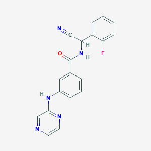 molecular formula C19H14FN5O B2892606 N-[cyano(2-fluorophenyl)methyl]-3-[(pyrazin-2-yl)amino]benzamide CAS No. 1375955-12-6