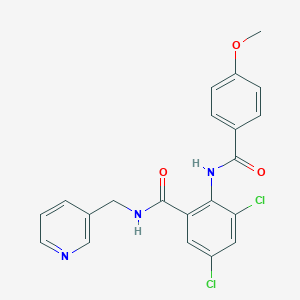 molecular formula C21H17Cl2N3O3 B289261 3,5-dichloro-2-[(4-methoxybenzoyl)amino]-N-(3-pyridinylmethyl)benzamide 