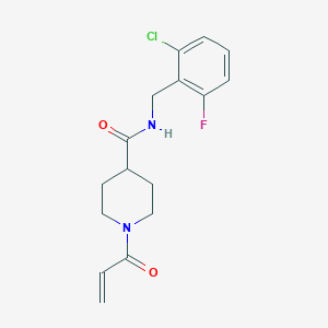molecular formula C16H18ClFN2O2 B2892614 N-[(2-Chloro-6-fluorophenyl)methyl]-1-prop-2-enoylpiperidine-4-carboxamide CAS No. 2361719-61-9