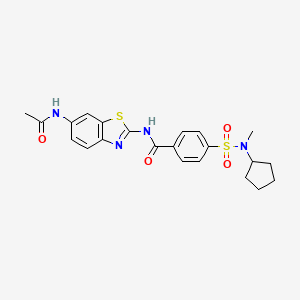 molecular formula C22H24N4O4S2 B2892617 N-(6-acetamidobenzo[d]thiazol-2-yl)-4-(N-cyclopentyl-N-methylsulfamoyl)benzamide CAS No. 941996-28-7