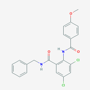 molecular formula C22H18Cl2N2O3 B289262 N-benzyl-3,5-dichloro-2-[(4-methoxybenzoyl)amino]benzamide 