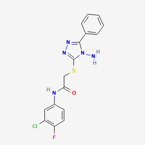 molecular formula C16H13ClFN5OS B2892621 2-((4-amino-5-phenyl-4H-1,2,4-triazol-3-yl)thio)-N-(3-chloro-4-fluorophenyl)acetamide CAS No. 586995-08-6