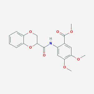 molecular formula C19H19NO7 B2892631 Methyl 2-(2,3-dihydrobenzo[b][1,4]dioxine-2-carboxamido)-4,5-dimethoxybenzoate CAS No. 868153-66-6