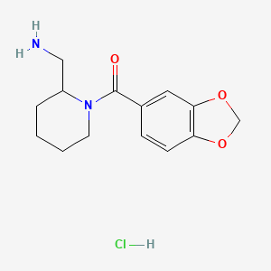 molecular formula C14H19ClN2O3 B2892637 (2-(Aminomethyl)piperidin-1-yl)(benzo[d][1,3]dioxol-5-yl)methanone hydrochloride CAS No. 1353985-61-1