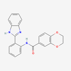 molecular formula C22H17N3O3 B2892638 N-[2-(1H-benzimidazol-2-yl)phenyl]-2,3-dihydro-1,4-benzodioxine-6-carboxamide CAS No. 477555-03-6