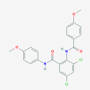 molecular formula C22H18Cl2N2O4 B289264 3,5-dichloro-2-[(4-methoxybenzoyl)amino]-N-(4-methoxyphenyl)benzamide 