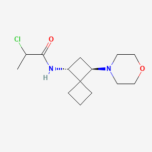 molecular formula C14H23ClN2O2 B2892654 2-Chloro-N-[(1R,3R)-3-morpholin-4-ylspiro[3.3]heptan-1-yl]propanamide CAS No. 2411183-48-5