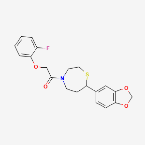 molecular formula C20H20FNO4S B2892655 1-(7-(苯并[d][1,3]二氧杂环-5-基)-1,4-噻氮杂环-4-基)-2-(2-氟苯氧基)乙酮 CAS No. 1705101-60-5