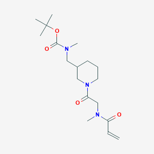 molecular formula C18H31N3O4 B2892659 Tert-butyl N-methyl-N-[[1-[2-[methyl(prop-2-enoyl)amino]acetyl]piperidin-3-yl]methyl]carbamate CAS No. 2361728-50-7