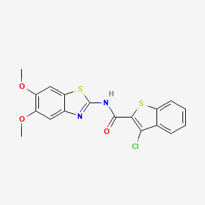 molecular formula C18H13ClN2O3S2 B2892662 3-chloro-N-(5,6-dimethoxy-1,3-benzothiazol-2-yl)-1-benzothiophene-2-carboxamide CAS No. 895438-40-1