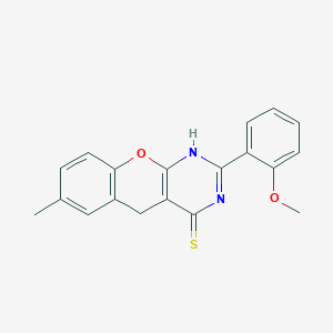 molecular formula C19H16N2O2S B2892665 2-(2-methoxyphenyl)-7-methyl-3H-chromeno[2,3-d]pyrimidine-4(5H)-thione CAS No. 866807-99-0