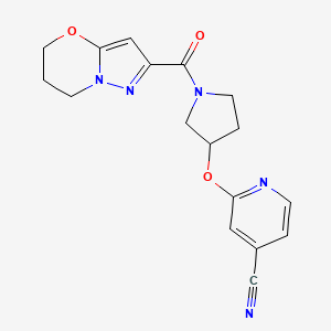 2-((1-(6,7-dihydro-5H-pyrazolo[5,1-b][1,3]oxazine-2-carbonyl)pyrrolidin-3-yl)oxy)isonicotinonitrile