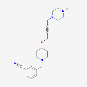 molecular formula C22H30N4O B2892677 3-[(4-{[4-(4-Methylpiperazin-1-yl)but-2-yn-1-yl]oxy}piperidin-1-yl)methyl]benzonitrile CAS No. 2415503-87-4
