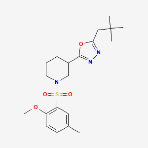 2-(1-((2-Methoxy-5-methylphenyl)sulfonyl)piperidin-3-yl)-5-neopentyl-1,3,4-oxadiazole