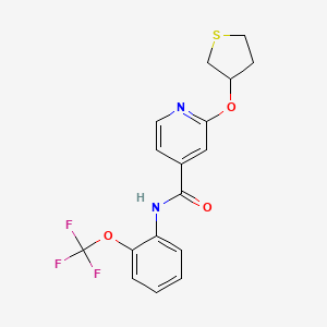 molecular formula C17H15F3N2O3S B2892694 2-((四氢噻吩-3-基)氧基)-N-(2-(三氟甲氧基)苯基)异烟酰胺 CAS No. 2034429-56-4