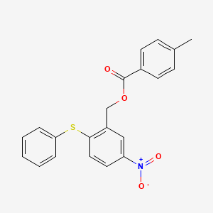 molecular formula C21H17NO4S B2892711 5-Nitro-2-(phenylsulfanyl)benzyl 4-methylbenzenecarboxylate CAS No. 331459-89-3