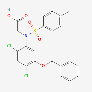 molecular formula C22H19Cl2NO5S B2892716 2-{5-(Benzyloxy)-2,4-dichloro[(4-methylphenyl)sulfonyl]anilino}acetic acid CAS No. 338961-73-2