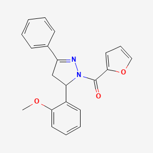 molecular formula C21H18N2O3 B2892720 1-(furan-2-carbonyl)-5-(2-methoxyphenyl)-3-phenyl-4,5-dihydro-1H-pyrazole CAS No. 899724-56-2