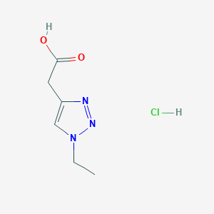 molecular formula C6H10ClN3O2 B2892724 2-(1-乙基-1H-1,2,3-三唑-4-基)乙酸盐酸盐 CAS No. 2137541-90-1