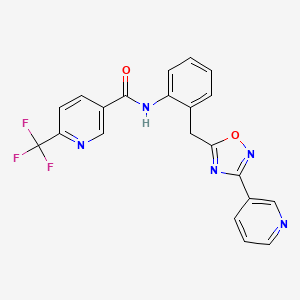 molecular formula C21H14F3N5O2 B2892733 N-(2-((3-(吡啶-3-基)-1,2,4-恶二唑-5-基)甲基)苯基)-6-(三氟甲基)烟酰胺 CAS No. 1705265-10-6