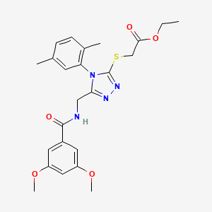 molecular formula C24H28N4O5S B2892737 ethyl 2-((5-((3,5-dimethoxybenzamido)methyl)-4-(2,5-dimethylphenyl)-4H-1,2,4-triazol-3-yl)thio)acetate CAS No. 689747-06-6