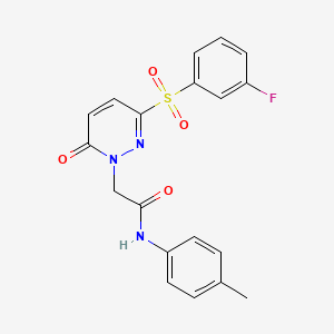 molecular formula C19H16FN3O4S B2892739 2-(3-((3-fluorophenyl)sulfonyl)-6-oxopyridazin-1(6H)-yl)-N-(p-tolyl)acetamide CAS No. 1251696-68-0