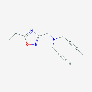molecular formula C12H15N3O B2892741 N-[(5-Ethyl-1,2,4-oxadiazol-3-yl)methyl]-N-prop-2-ynylbut-2-yn-1-amine CAS No. 1436073-81-2