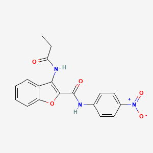 molecular formula C18H15N3O5 B2892753 N-(4-硝基苯基)-3-丙酰胺基苯并呋喃-2-甲酰胺 CAS No. 887896-81-3