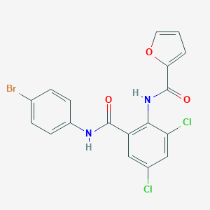 molecular formula C18H11BrCl2N2O3 B289278 N-{2-[(4-bromoanilino)carbonyl]-4,6-dichlorophenyl}-2-furamide 