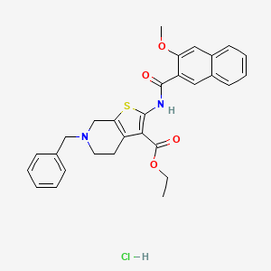 molecular formula C29H29ClN2O4S B2892783 Ethyl 6-benzyl-2-(3-methoxy-2-naphthamido)-4,5,6,7-tetrahydrothieno[2,3-c]pyridine-3-carboxylate hydrochloride CAS No. 1215750-95-0