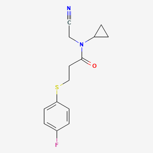 molecular formula C14H15FN2OS B2892791 N-(cyanomethyl)-N-cyclopropyl-3-[(4-fluorophenyl)sulfanyl]propanamide CAS No. 1252521-42-8
