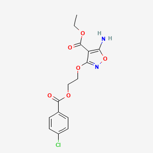 molecular formula C15H15ClN2O6 B2892794 Ethyl 5-amino-3-{2-[(4-chlorobenzoyl)oxy]ethoxy}-4-isoxazolecarboxylate CAS No. 477853-67-1