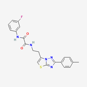 molecular formula C21H18FN5O2S B2892796 N1-(3-fluorophenyl)-N2-(2-(2-(p-tolyl)thiazolo[3,2-b][1,2,4]triazol-6-yl)ethyl)oxalamide CAS No. 894031-10-8