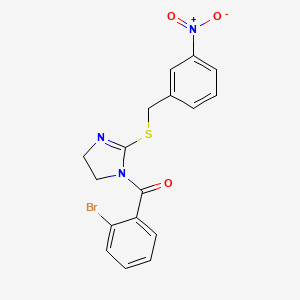 molecular formula C17H14BrN3O3S B2892799 1-(2-bromobenzoyl)-2-{[(3-nitrophenyl)methyl]sulfanyl}-4,5-dihydro-1H-imidazole CAS No. 851808-69-0