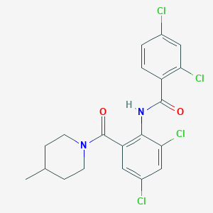 molecular formula C20H18Cl4N2O2 B289280 2,4-dichloro-N-{2,4-dichloro-6-[(4-methyl-1-piperidinyl)carbonyl]phenyl}benzamide 