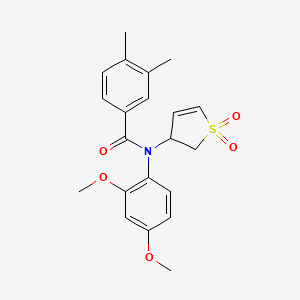 molecular formula C21H23NO5S B2892800 N-(2,4-dimethoxyphenyl)-N-(1,1-dioxido-2,3-dihydrothien-3-yl)-3,4-dimethylbenzamide CAS No. 852439-55-5