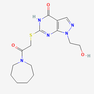 molecular formula C15H21N5O3S B2892801 6-((2-(azepan-1-yl)-2-oxoethyl)thio)-1-(2-hydroxyethyl)-1H-pyrazolo[3,4-d]pyrimidin-4(5H)-one CAS No. 1005308-58-6