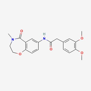 molecular formula C20H22N2O5 B2892807 2-(3,4-dimethoxyphenyl)-N-(4-methyl-5-oxo-2,3,4,5-tetrahydrobenzo[f][1,4]oxazepin-7-yl)acetamide CAS No. 922000-97-3