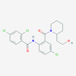 molecular formula C21H21Cl3N2O3 B289281 2,4-dichloro-N-(4-chloro-2-{[2-(2-hydroxyethyl)-1-piperidinyl]carbonyl}phenyl)benzamide 