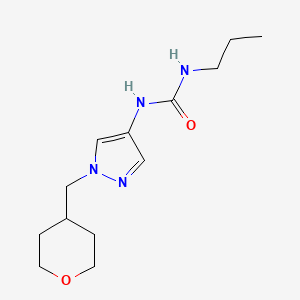 molecular formula C13H22N4O2 B2892814 1-propyl-3-(1-((tetrahydro-2H-pyran-4-yl)methyl)-1H-pyrazol-4-yl)urea CAS No. 1705314-39-1