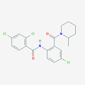 molecular formula C20H19Cl3N2O2 B289282 2,4-dichloro-N-{4-chloro-2-[(2-methyl-1-piperidinyl)carbonyl]phenyl}benzamide 