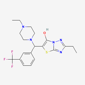 molecular formula C20H24F3N5OS B2892821 2-乙基-5-((4-乙基哌嗪-1-基)(3-(三氟甲基)苯基)甲基)噻唑并[3,2-b][1,2,4]三唑-6-醇 CAS No. 886911-25-7