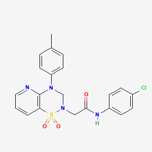 molecular formula C21H19ClN4O3S B2892825 N-(4-氯苯基)-2-(1,1-二氧化-4-(对甲苯基)-3,4-二氢-2H-吡啶并[2,3-e][1,2,4]噻二嗪-2-基)乙酰胺 CAS No. 1251605-75-0