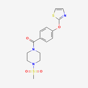 molecular formula C15H17N3O4S2 B2892828 (4-(Methylsulfonyl)piperazin-1-yl)(4-(thiazol-2-yloxy)phenyl)methanone CAS No. 2034373-85-6