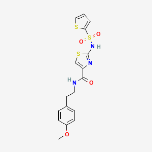 molecular formula C17H17N3O4S3 B2892829 N-(4-methoxyphenethyl)-2-(thiophene-2-sulfonamido)thiazole-4-carboxamide CAS No. 1021030-30-7