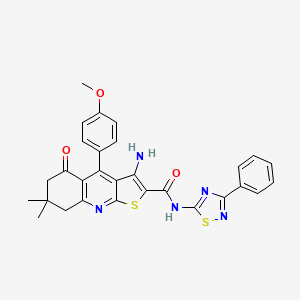 3-amino-4-(4-methoxyphenyl)-7,7-dimethyl-5-oxo-N-(3-phenyl-1,2,4-thiadiazol-5-yl)-5,6,7,8-tetrahydrothieno[2,3-b]quinoline-2-carboxamide
