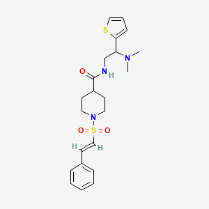 molecular formula C22H29N3O3S2 B2892842 N-[2-(dimethylamino)-2-thiophen-2-ylethyl]-1-[(E)-2-phenylethenyl]sulfonylpiperidine-4-carboxamide CAS No. 938774-25-5