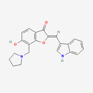 molecular formula C22H20N2O3 B2892852 (Z)-2-((1H-indol-3-yl)methylene)-6-hydroxy-7-(pyrrolidin-1-ylmethyl)benzofuran-3(2H)-one CAS No. 899407-51-3