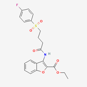 Ethyl 3-(4-((4-fluorophenyl)sulfonyl)butanamido)benzofuran-2-carboxylate
